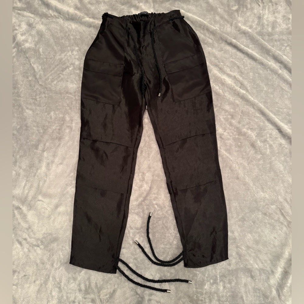 Maniere De Voir Sheer Black Cargo Pants